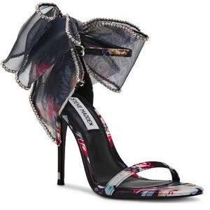 NWT Steve Madden Benni Satin Floral Bow Dress Sandals, 7